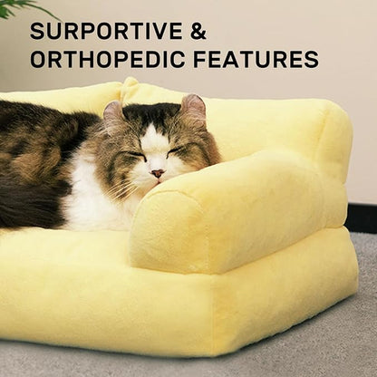 Hollypet Fluffy Plush Pet Sofa Soft Calming Pet Sofa Beds for Medium Small Cats and Dogs