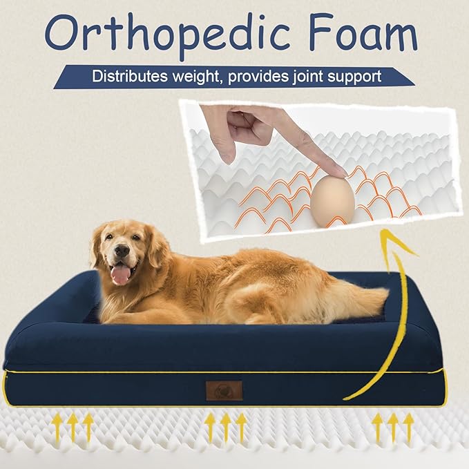 Orthopedic Washable Large Dog Bed: XXLarge Dog Bed Bolster Waterproof