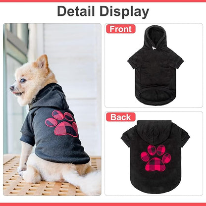 KOOLTAIL Plaid Dog Hoodie Pet Clothes Sweater with Hat and Pocket for Small Medium Large Size Dogs