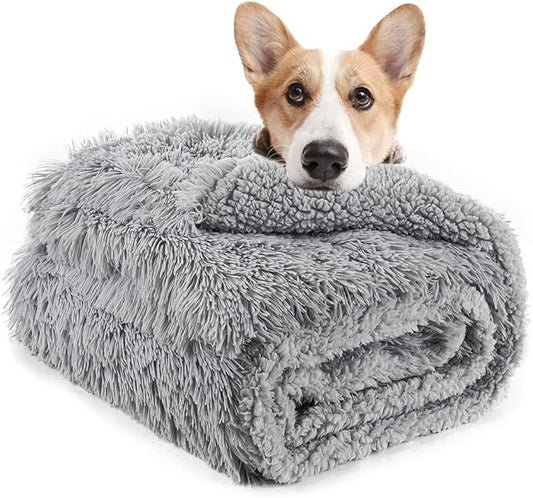 LOCHAS Luxury Fluffy Dog Blanket 40''x60'' Grey