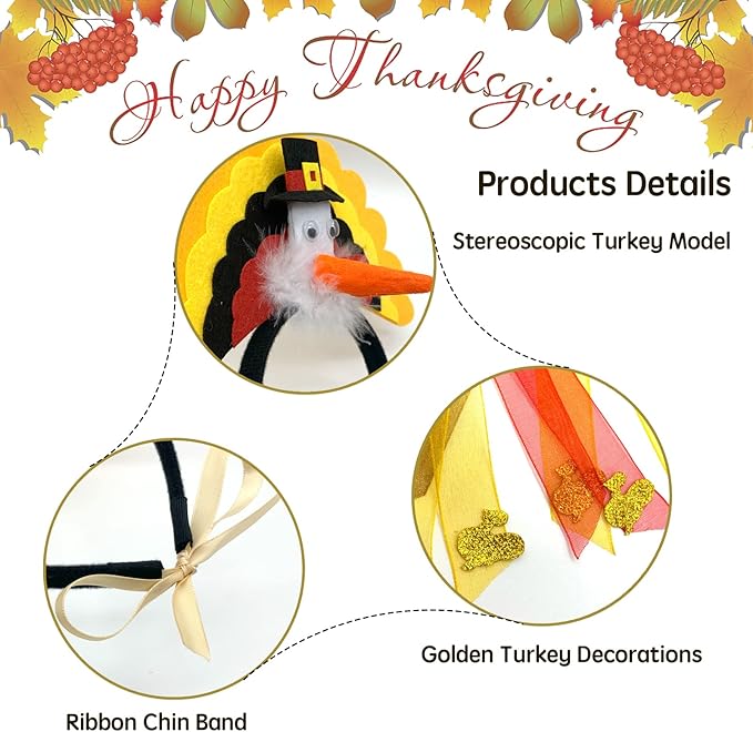 Vehomy Dog Thanksgiving Costume Pet Dog Turkey Headband Headwear Hat Puppy Thanksgiving Halloween Collar Dog Tutu Skirt Pet Halloween Turkey Costume for Cats Dogs 3Pcs