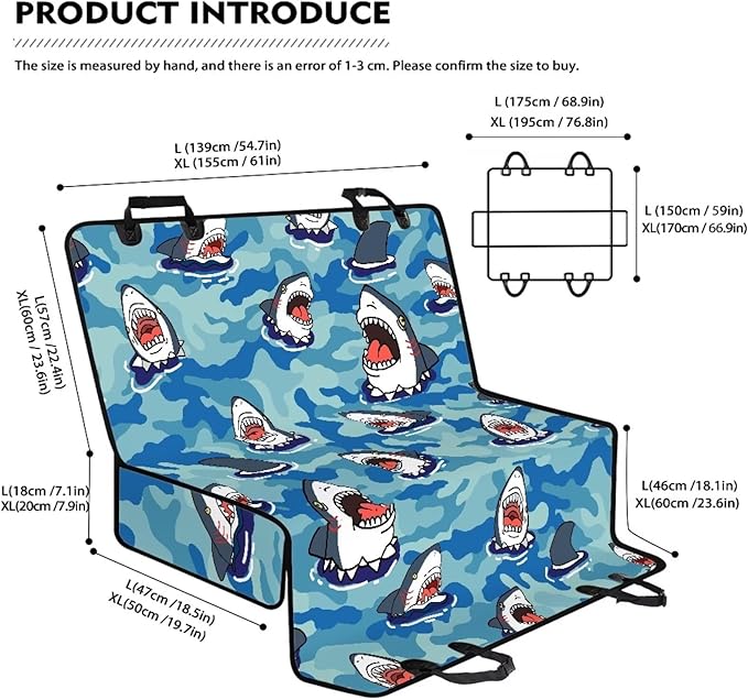 AFPANQZ Cartoon Shark Seat Cover for Cars Back
