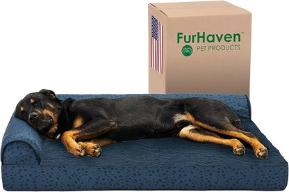 Furhaven Cooling Gel Dog Bed for Large Dogs w/ Removable Bolsters & Washable Cover 95 lbs