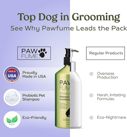 Pawfume Dog Shampoo and Conditioner – Hypoallergenic Dog Shampoo for Smelly Dogs – Best Dog Shampoos & Conditioners – Probiotic Pet Shampoo for Dogs – Best Dog Shampoo for Puppies (Royal Lavender)