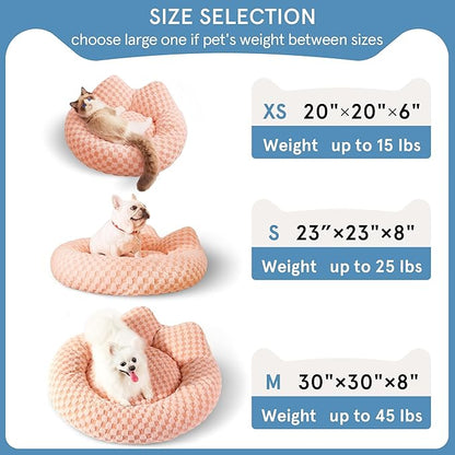 Waterproof Dog Bed & Cat Bed, Removable and Washable Dog Bed, Cozy Soft Round Dog Bed, Cute Dog Bed for Indoor Cats ＆ Small Dogs