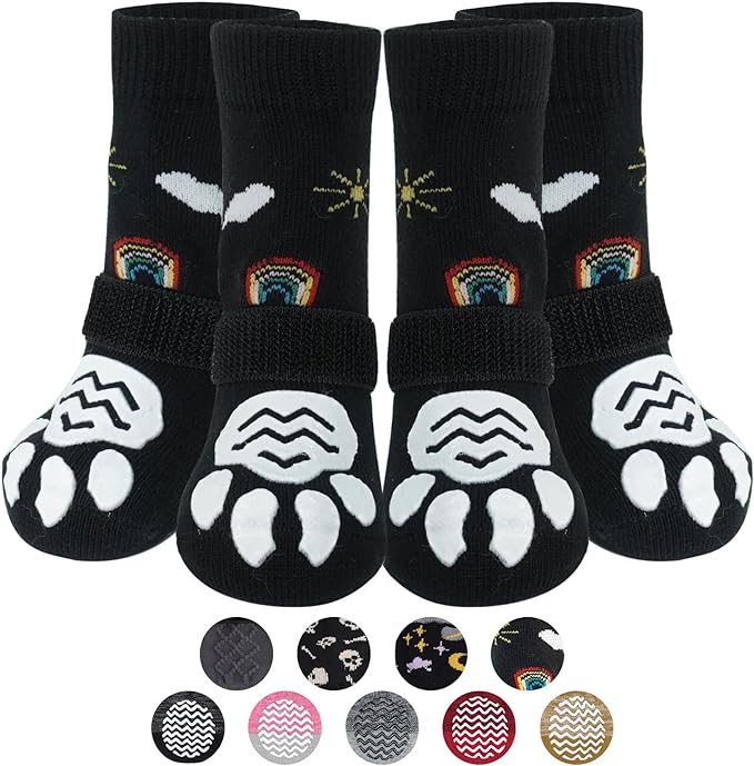 PUPTECK 2 Pairs Anti-Slip Dog Grip Socks for Hot/Cold Pavement