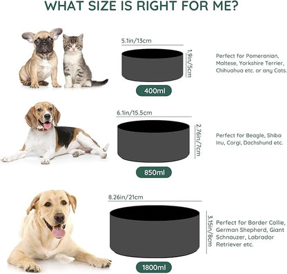 SPUNKYJUNKY Ceramic Dog and Cat Bowl Set with Wooden Stand, Modern Cute Weighted Food Water Set for Large Size Dogs (7.6 Cups, 2 × Black)