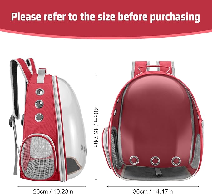 Cat Carrier Backpack Portable Pet Travel Solution Pet Carrier Dog Carrier Backpack Bag Space Capsule for Small Medium Cat Puppy Dog Travel Hiking Walking Camping Up to 17Lb (Red)