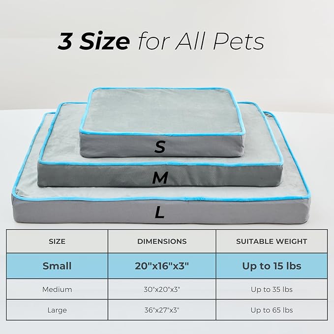 Dog Bed for Small Dogs-Air Fiber Core 100% Breathable Cover(20x16x3 Inch)