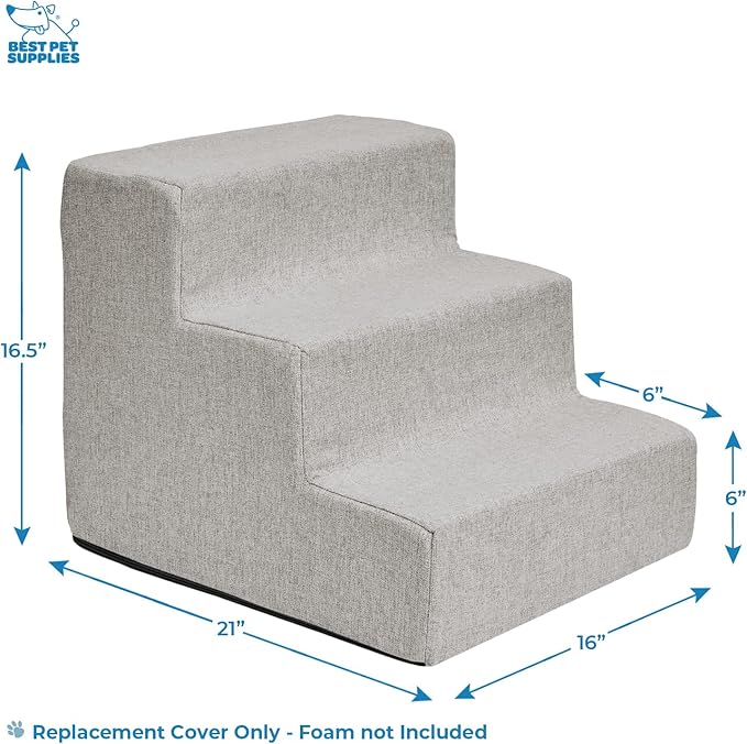 Best Pet Supplies Foam Pet Steps Cover for Small Dogs and Cats 3-Step (H: 13.5") (Cover