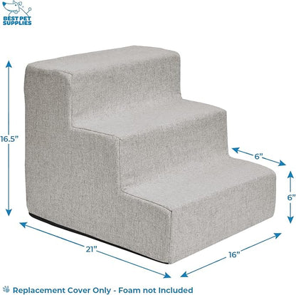 Best Pet Supplies Foam Pet Steps Cover for Small Dogs and Cats 3-Step (H: 13.5") (Cover