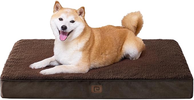 EHEYCIGA Orthopedic Foam Dog Bed for Large Dogs 35"L x 23"W x 3.5"Th, Brown