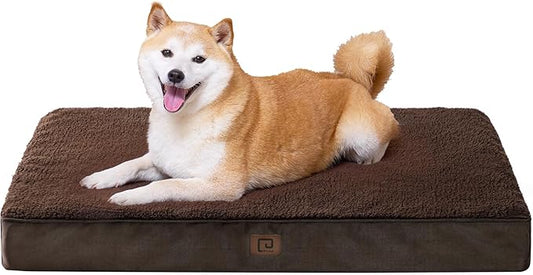 EHEYCIGA Orthopedic Foam Dog Bed for Large Dogs 35"L x 23"W x 3.5"Th, Brown