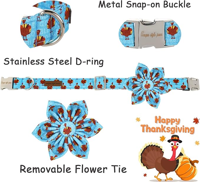 Unique style paws Thanksgiving Dog Collar with Flower