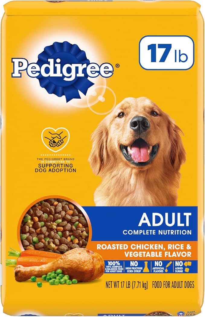 PEDIGREE Complete Nutrition Adult Dry Dog Food Roasted Chicken, Rice & Vegetable Flavor Dog Kibble, 17 lb. Bag