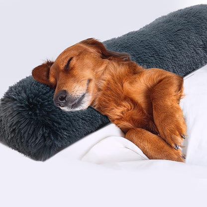 HOMBYS Dog Claming Pillow for Large and Medium Dogs, Soft Faux Fur Dog Neck Pillow Improve Anxiety Relief, Machine Washable Pet Pillow for Dogs & Cats, Pet Calming Toy(25"x8"x4", Dark Grey)