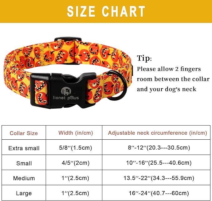 Lionet Paws Yellow Dogs Collar Halloween 13.5-22 inches