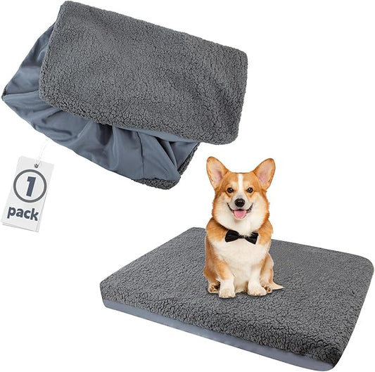 Dog Bed Cover,Dog Beds Covers Replacement Washable,Waterproof Pet Crate Pad Puppy Liner Grey Pillow Cover Sheet Removable Large Proof Soft Plush Kennels Resistan (M：27 * 36 * 6 Inch)