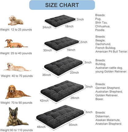 VERZEY Dog Beds Crate Pad Mat for Large Dogs (42" L 28" W,