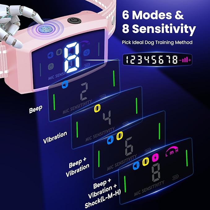 2024 AI Dog Bark Collar Sets for Large Small Medium Dogs Waterproof 2in1 No 3 Adjustable |IP68 Waterproof