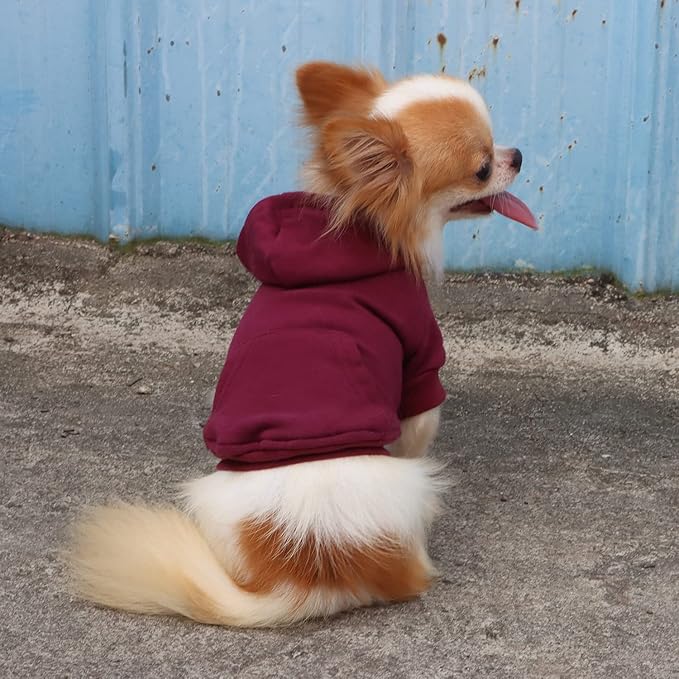 LOPHIPETS Lightweight Cotton Hoodie for Small Dogs – Hooded Sweatshirt for Chihuahuas Puppy and Toy Breeds-Red/L