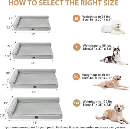 BFPETHOME Orthopedic Dog Beds for Large Dogs-Waterproof Sofa Dog Bed with Removable Washable Cover