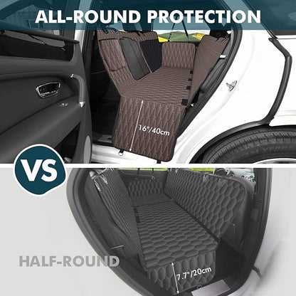 Upgrade Dog Car Seat Cover for Back Seat 5-in-1 Waterproof 600D Scratchproof 55"x64"
