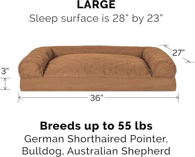 Furhaven Pillow Dog Bed for Large/Medium Dogs w/ Removable Bolsters & Washable Cover