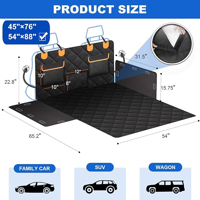 4-in-1 SUV Cargo Liner for Dogs Vans（54" W 88" L）