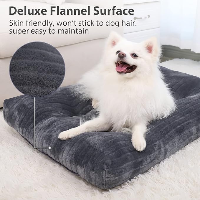 Dog Crate Bed Washable Dog Beds for Medium Dogs Deluxe Thick Flannel Fluffy Comfy Kennel Pad Anti-Slip & Anti-Scratch Pet Sleeping Mat 29 x 21 Inch,
