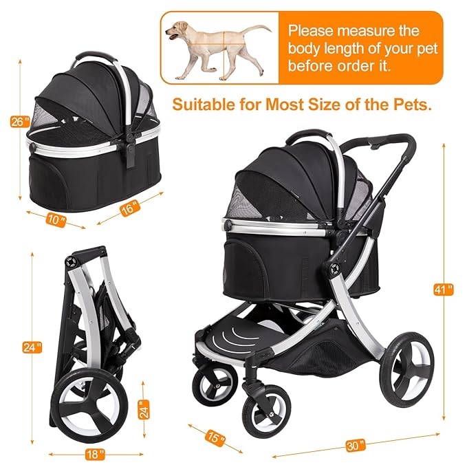 Pet Stroller for middle dogs zipperless with cat