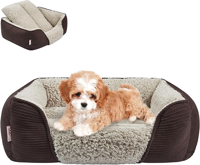 Miguel Washable Dog Bed with Removable Cushion for Small Dogs 18 Inch
