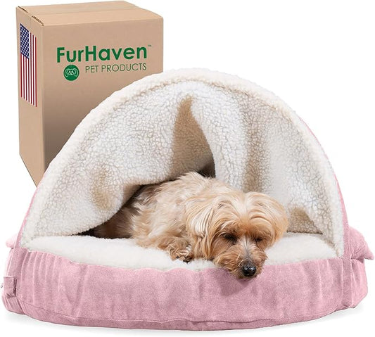 Furhaven 26" Round Memory Foam Dog Bed for Medium/Small Dogs w/ Removable Washable Cover 30 lbs 26-inch