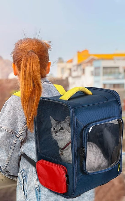 Cat Backpack Breathable Pet Carrier for Cats and Small Dogs, Dark Powder Blue