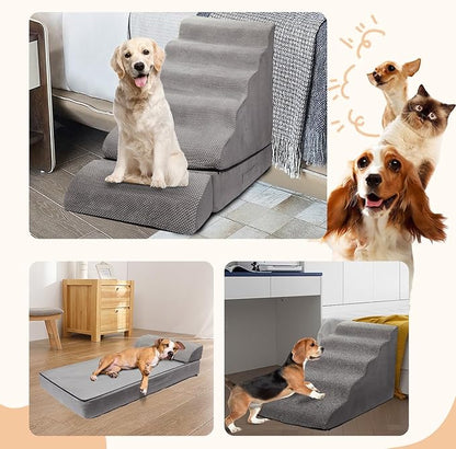 30 inch Foam Dog Stairs for High Beds, Extra Wide 6 Tier Pet Stairs/Steps for Beds up to 30-36 inches High, Non-Slip Sturdy Dog Ramps for Puppies, Injured Pets, and Small Animals