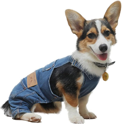 Dog Denim Jumpsuit Overalls, Dog Jeans Overalls Clothes, Puppy Costumes for Small Medium Dogs Cat (X-Small)