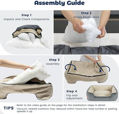 Miguel Medium Small Dog Bed with Washable Removable Cover 25 Inches