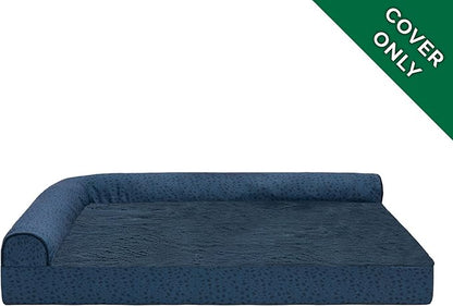 Furhaven Replacement Dog Bed Cover Plush & Almond Print L Shaped Chaise