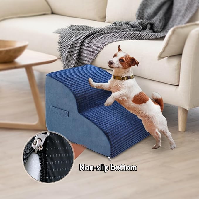 High Density Foam Dog Stairs Steps 13.7’’ Non-Slip 2-Tiers (Navy