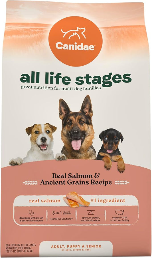 Canidae All Life Stages Real Salmon & Ancient Grains Recipe – High Protein Premium Dry Dog Food for All Ages, Breeds, and Sizes– 5 lbs.