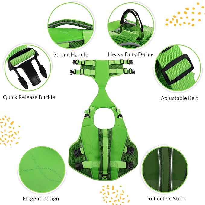 ASENKU Dog Life Jacket with Rescue Handle