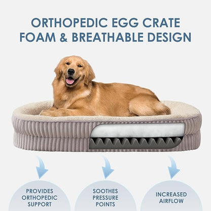 Orthopedic Dog Bed for Large Dogs 4-Sided Bolster 30 x 24 Inch,