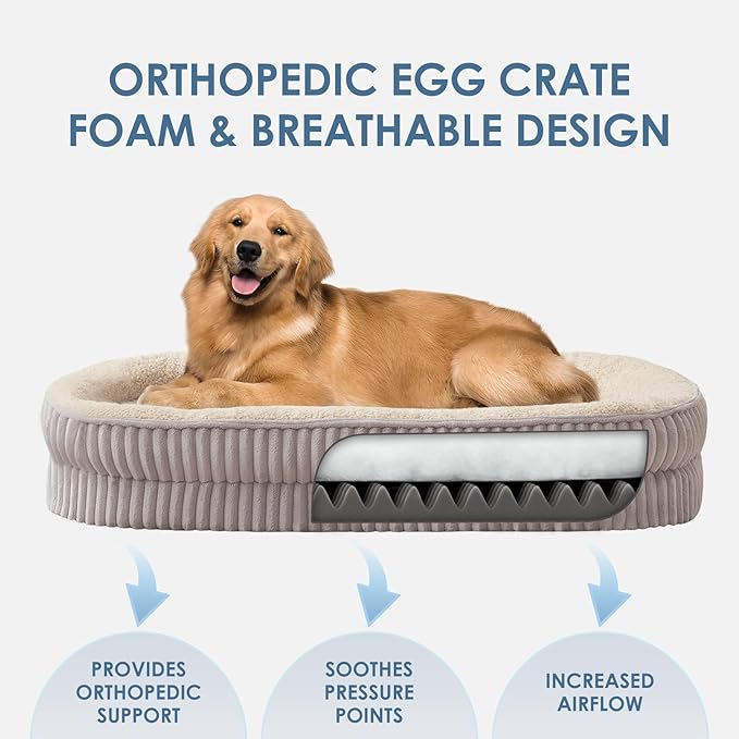 Orthopedic Dog Bed for XXL & Extra Large Dogs 4-Sided Bolster 41 x 30 Inch,