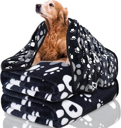 1 Pack 3 Dog Blankets for Medium Dogs, Soft Fleece Dog Blanket Fluffy Pet Blanket Warm Sleep Mat Cute Paw Print Puppy Cat Blanket, Flannel Throw for Washable Dog Bed, Blanket for Dogs, 41"X31"