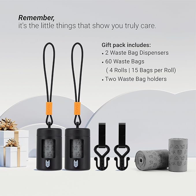 SVD.PET 2-Pack Retractable Waste Bag Dispensers with 60 Large Leak-proof Poop Bags