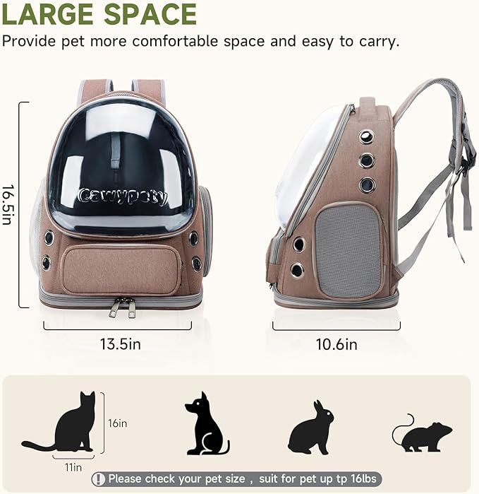 Cat Backpack Carrier 15lbs, Transparent