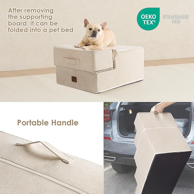 EHEYCIGA Dog Stairs for Small Dogs 13.5" H 3-Step Dog