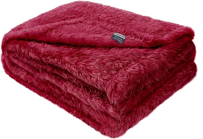 Macevia Fluffy Fleece Dog Blankets (L(40''x60''), Wine)