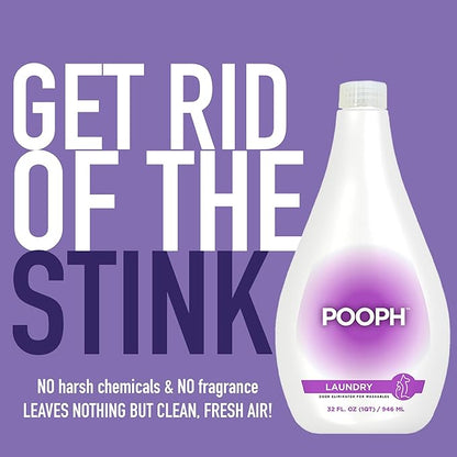 Pooph Pet Odor Eliminator & Pooph Laundry Additive - 2-32oz Bottles - Dismantles Odors on a Molecular Basis, Dogs, Cats, Freshener, Eliminator, Urine, Poop, Pee, Deodorizer, Puppy, Fresh, Clean