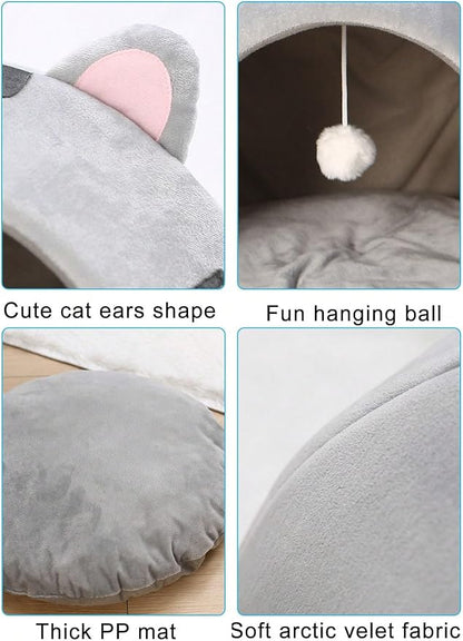 QWINEE Indoor Cat Bed Cave with Removable Cushion